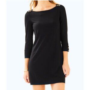 Lilly Pulitzer Sophie Dress Onyx, XS Black  With Button Details